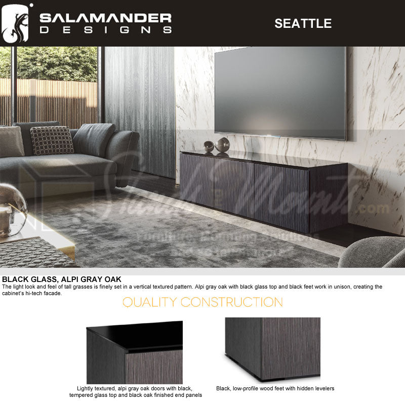Salamander Seattle 336 AV Cabinet Gray Oak Textured – Premium Home Theater Storage