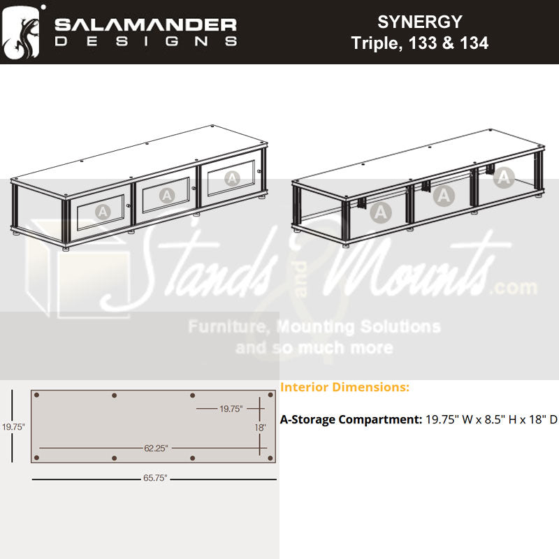 Salamander Synergy 133 AV Cabinet Cherry Black Posts – Modular Media Storage