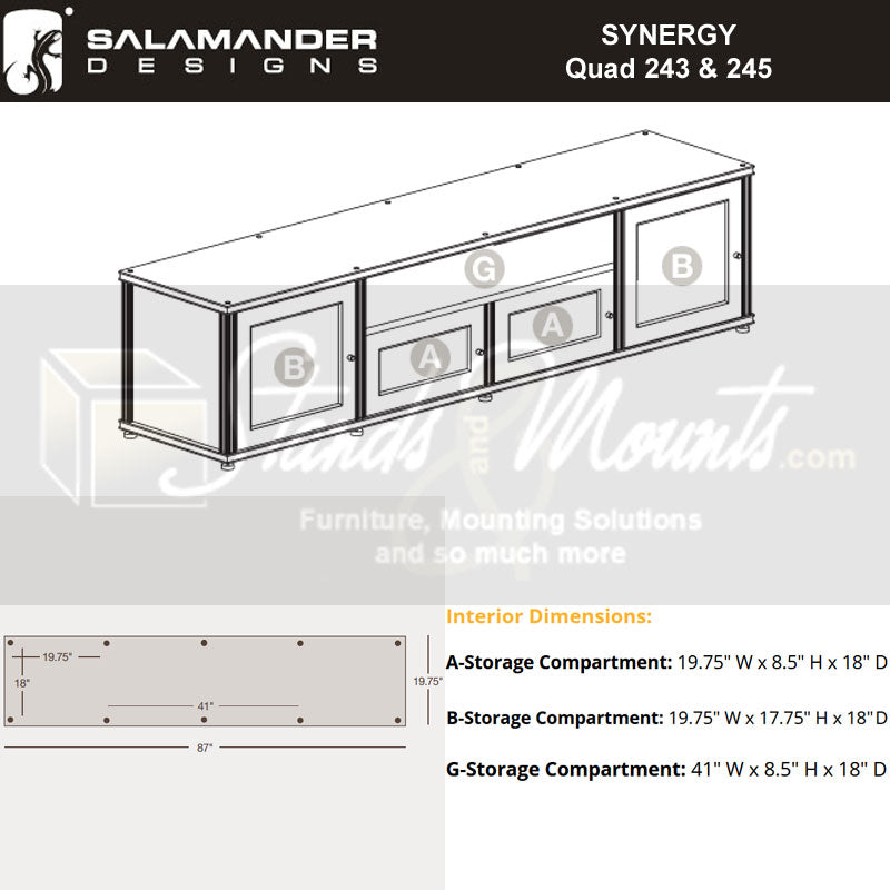Salamander Synergy 245C/B AV Cabinet Cherry Black Posts, Ventilated