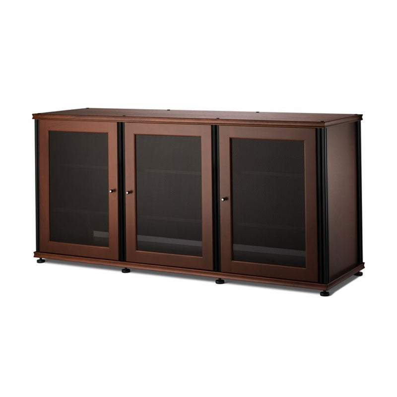 Salamander Synergy 337 Single Box AV Cabinet Walnut Black Posts