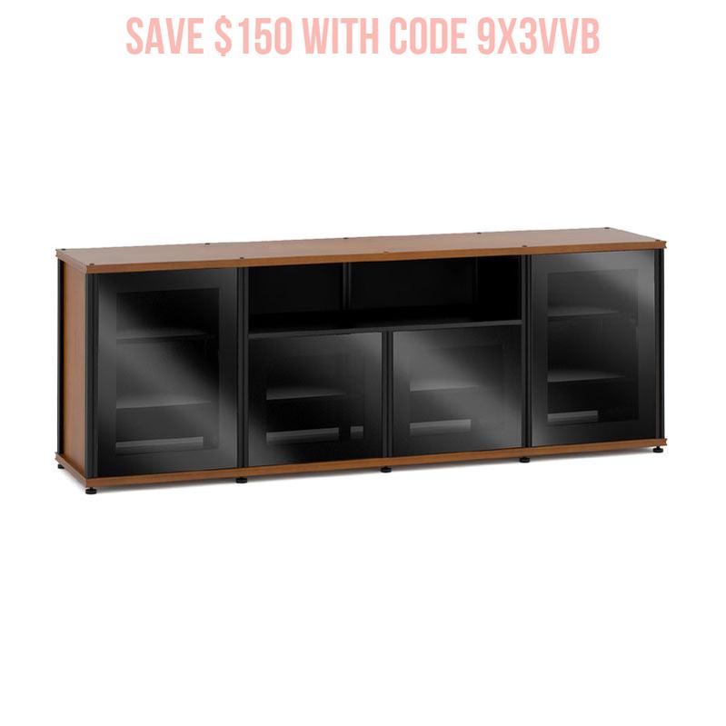 Salamander Synergy 345 Cherry AV Cabinet with Black Posts for Home Theater
