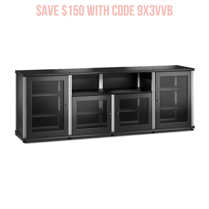 Salamander Synergy 345BO/A AV Cabinet – Black Oak, Aluminum Posts, Large TV