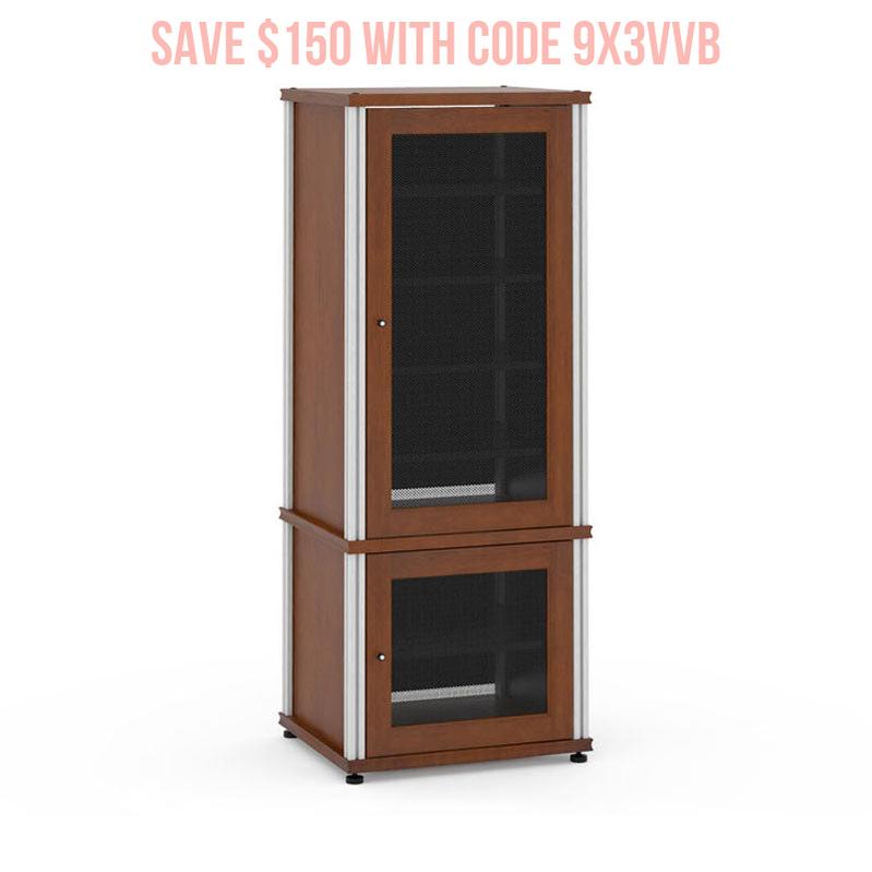 Salamander Synergy 603 Cherry AV Cabinet with Aluminum Posts – Premium Home Theater Storage