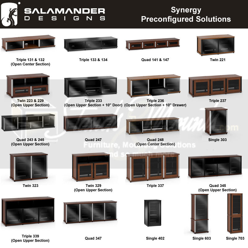 Salamander Synergy Model 247BO/A Black Oak AV Cabinet with Aluminum Posts