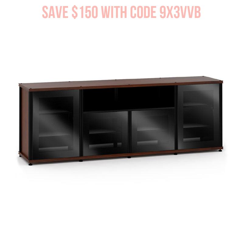 Salamander Synergy Model 345 Walnut AV Media Console with Black Posts