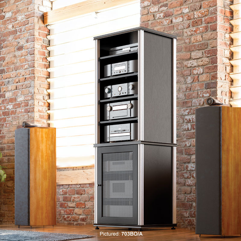 Salamander Synergy Model 603 Black Oak Media Cabinet with Black Posts