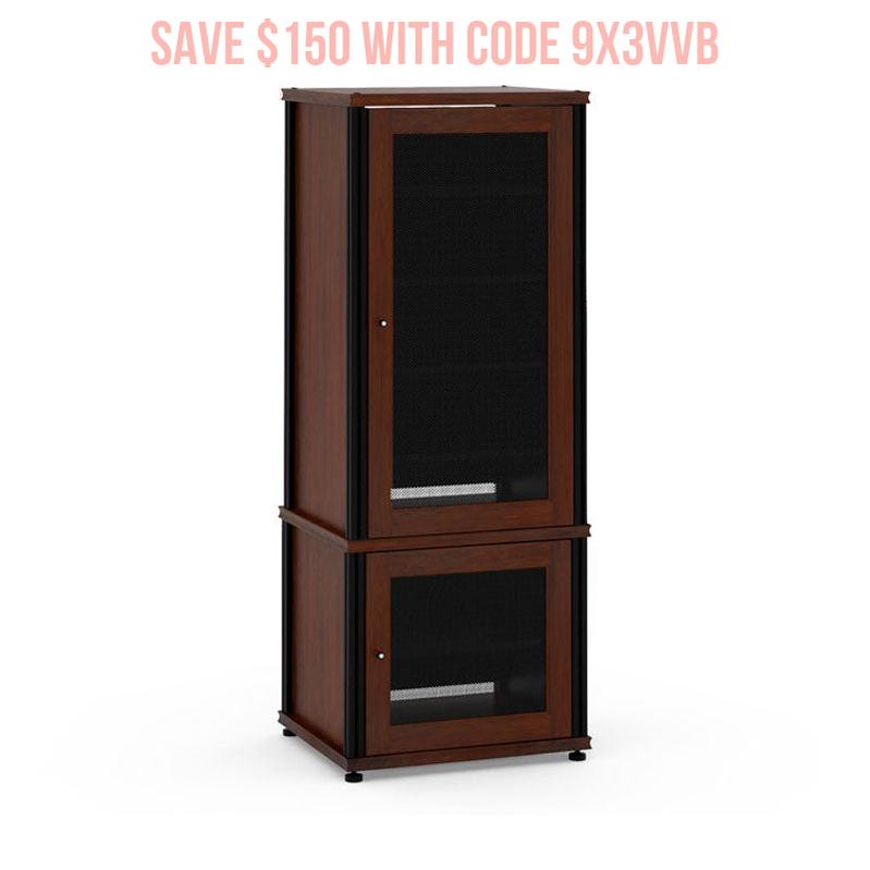 Salamander Synergy Model 603 Walnut AV Furniture with Black Posts