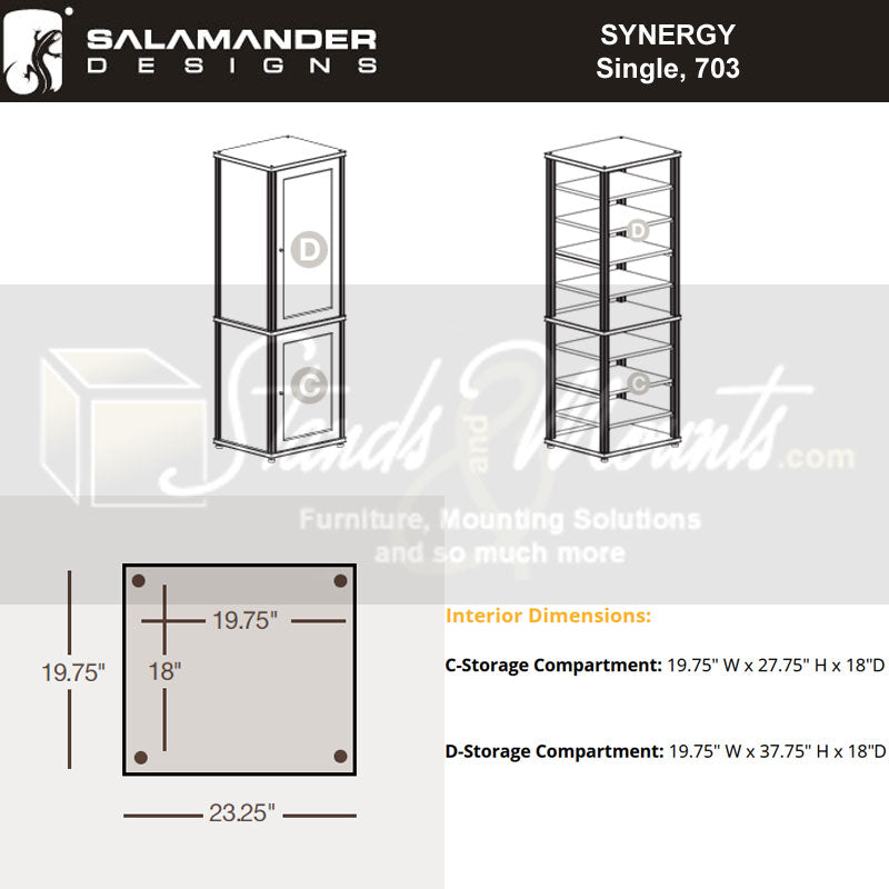 Salamander Synergy Model 703 AV Cabinet – American Cherry, Black Glass Doors, Modular Design