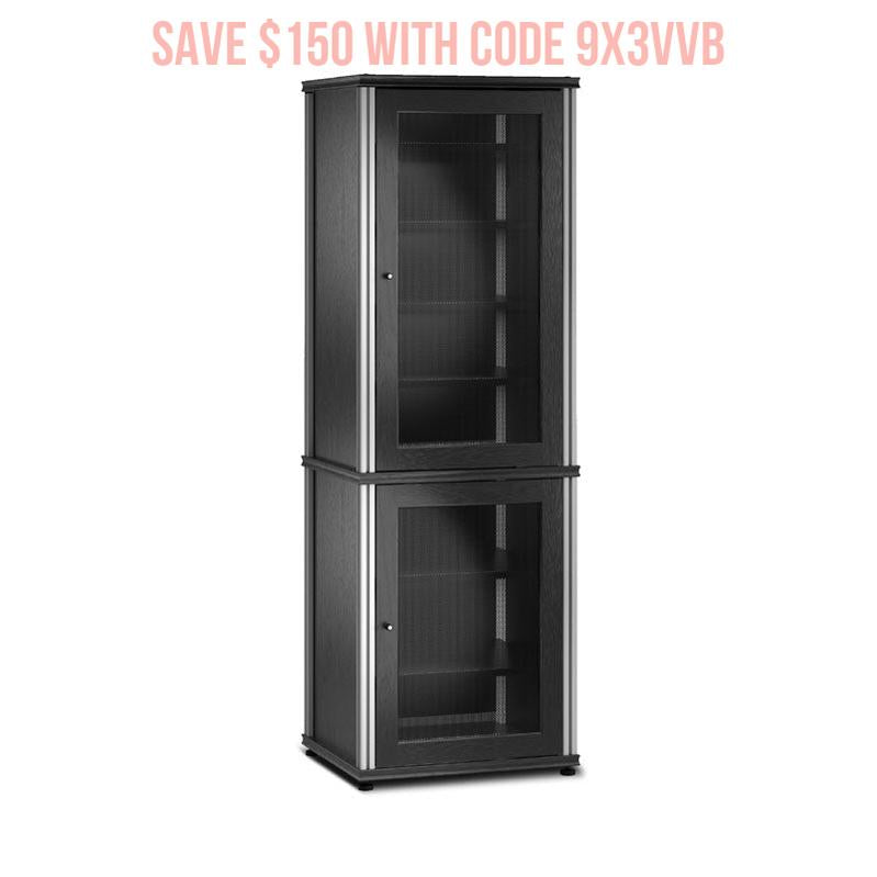 Salamander Synergy Model 703 Black Oak AV Cabinet with Aluminum Posts