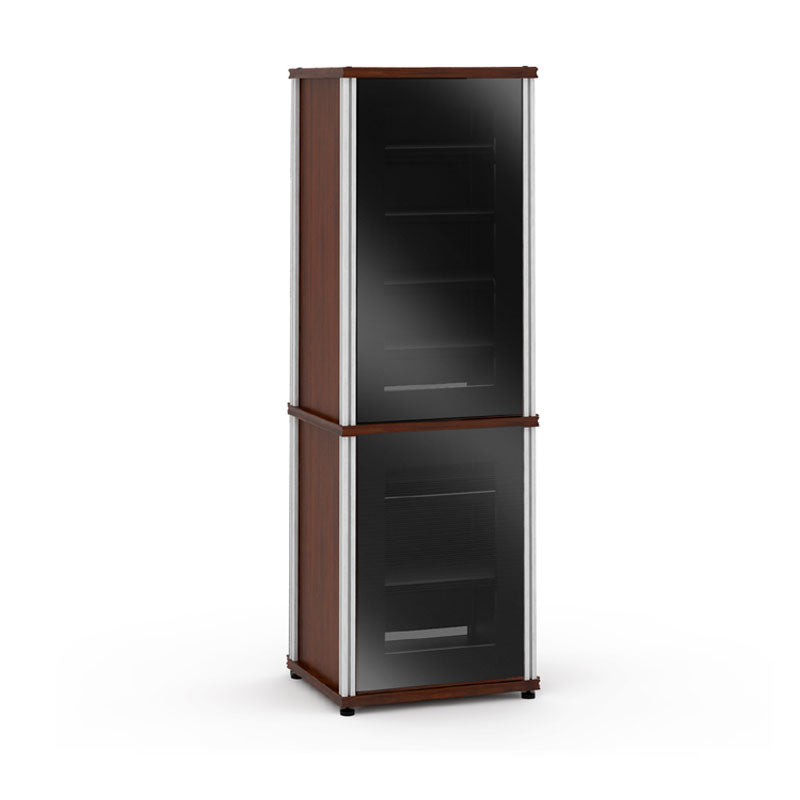 Salamander Synergy Model 703 Dark Walnut Storage with Black Glass Doors