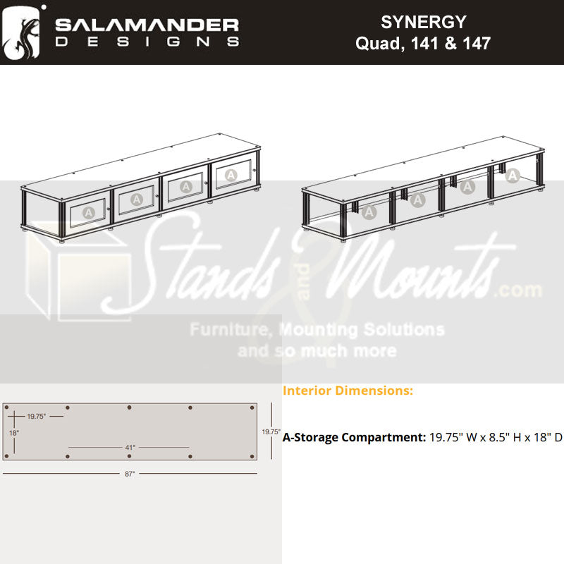 Salamander Synergy Quad 10 Cherry AV Cabinet with Black Posts