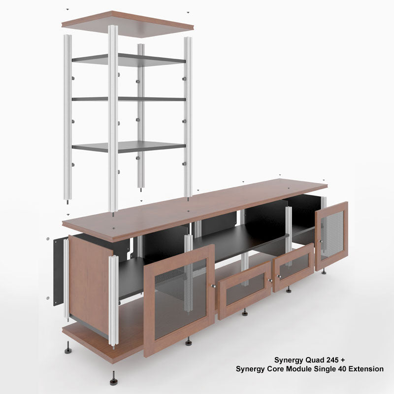 Salamander Synergy Quad 20 Walnut AV Cabinet with Aluminum Posts