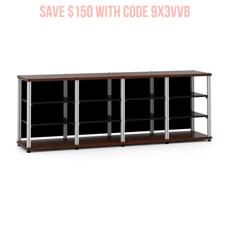 Salamander Synergy Quad 30 Walnut AV Cabinet with Aluminum Posts