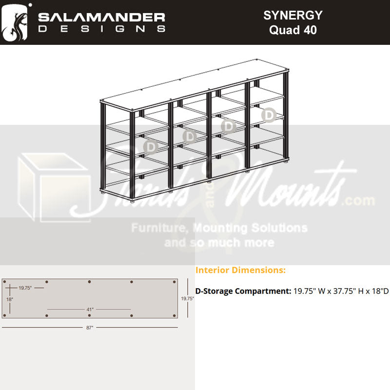Salamander Synergy Quad 40 AV Cabinet Cherry Black Posts – Premium Home Theater Storage