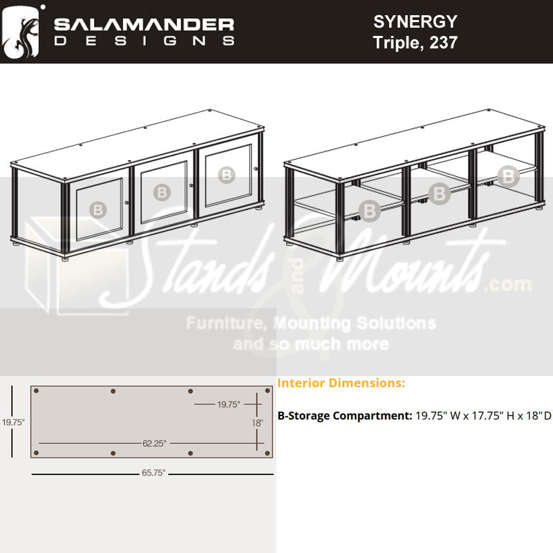 Salamander Synergy SB237W/A Walnut AV Cabinet with Adjustable Shelves