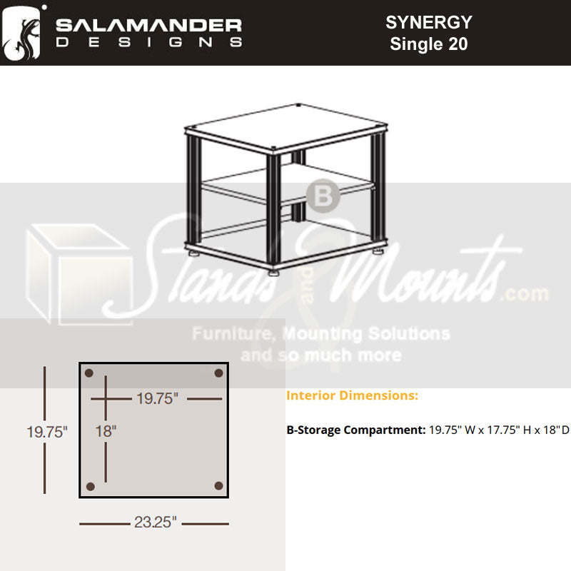 Salamander Synergy Single 20" AV Stand Dark Walnut with Black Posts