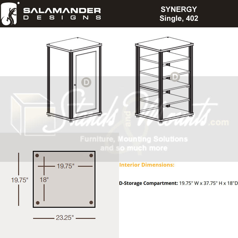 Salamander Synergy Single 40 AV Cabinet American Cherry with Aluminum Posts