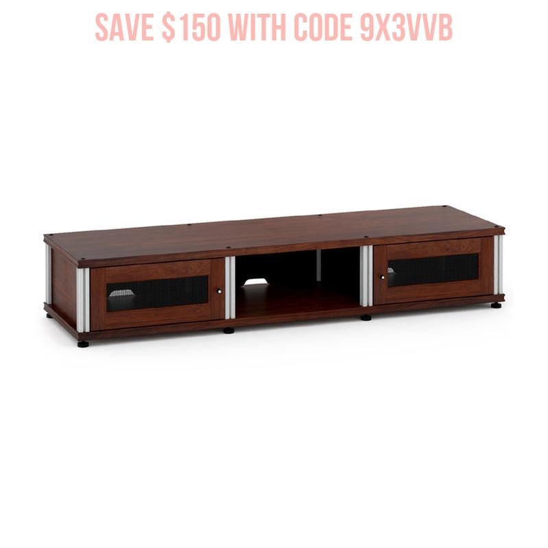 Salamander Synergy Single Box 132 Walnut Aluminum Posts – Stylish AV Storage