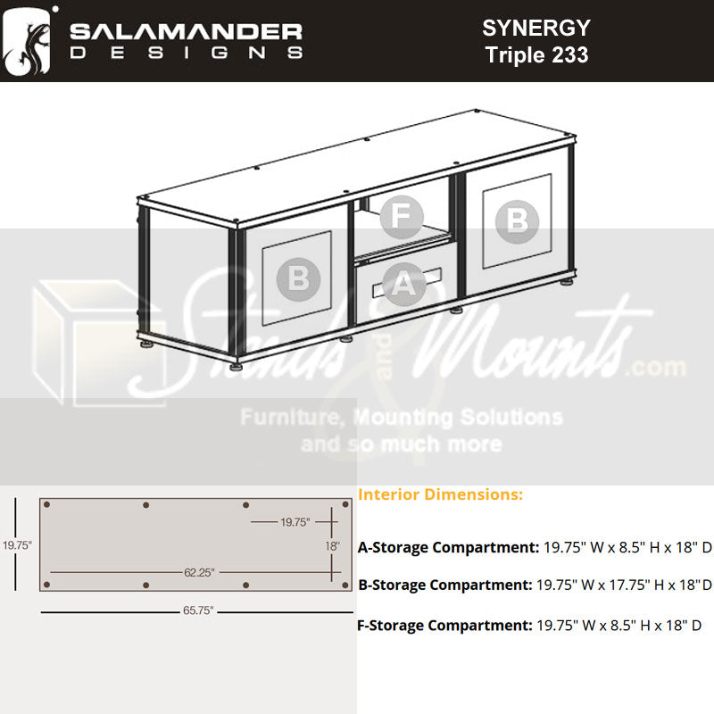 Salamander Synergy Single Box 233 AV Cabinet with IR-Friendly Black Glass