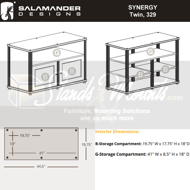 Salamander Synergy Single Box 329 Walnut AV Cabinet with Cable Management