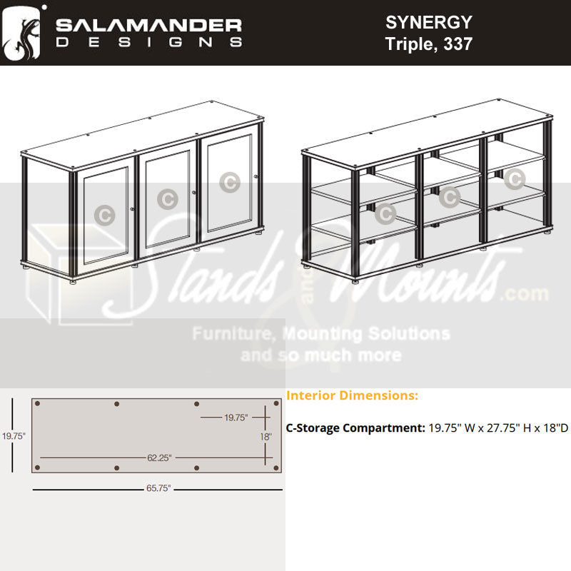 Salamander Synergy Triple 30 AV Rack – Durable Black Oak for Home Theater