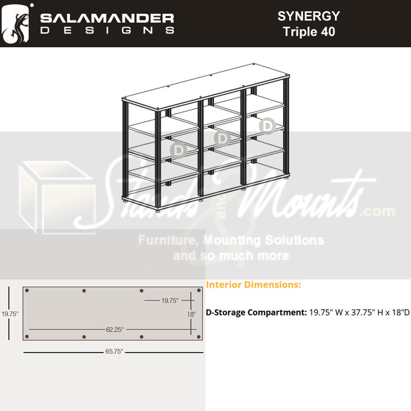 Salamander Synergy Triple 40 Cherry AV Cabinet with Aluminum Posts