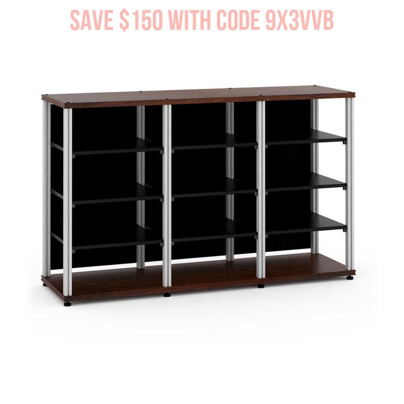 Salamander Synergy Triple 40 Walnut AV Stand with Aluminum Posts