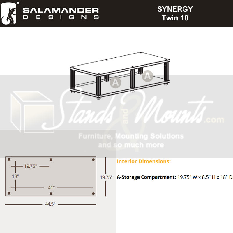 Salamander Synergy Twin 10 AV Cabinet Walnut Black Posts – Modular Storage