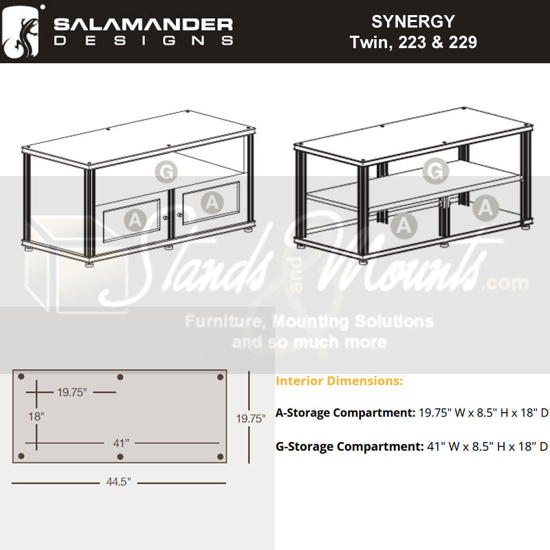Salamander Synergy Twin 20 Center Opening Storage Cabinet Walnut