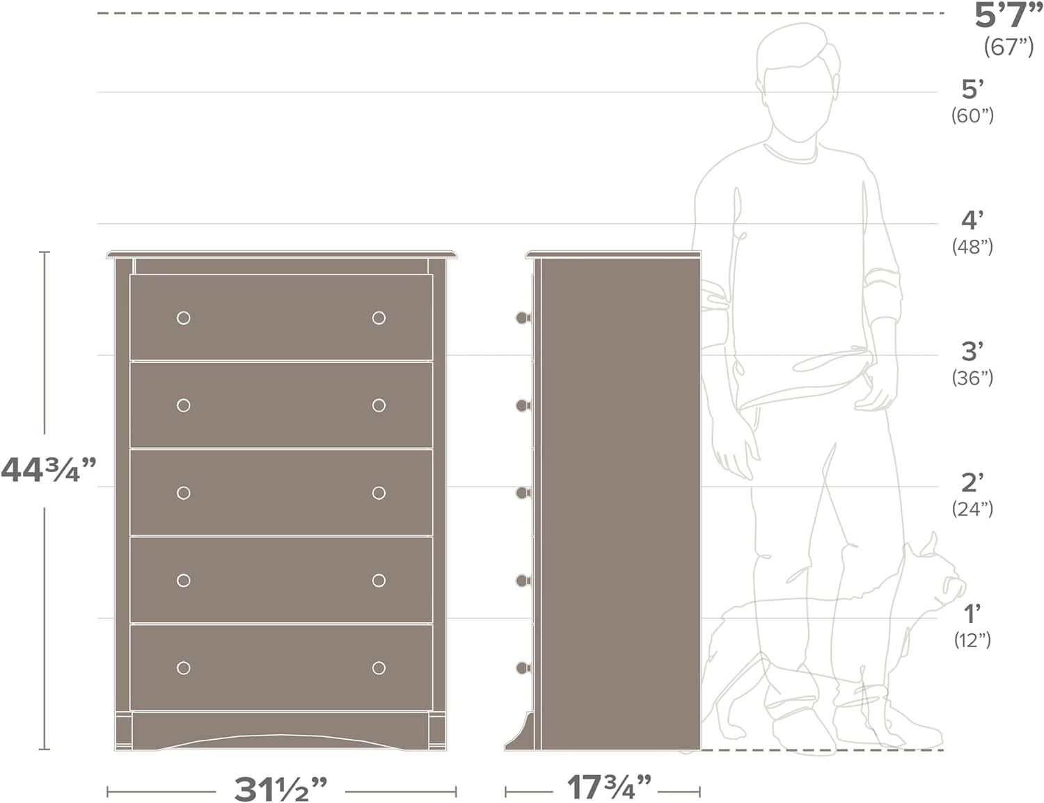 Salt Spring Rustic 5 Drawer Tall Dresser In Drifted Gray
