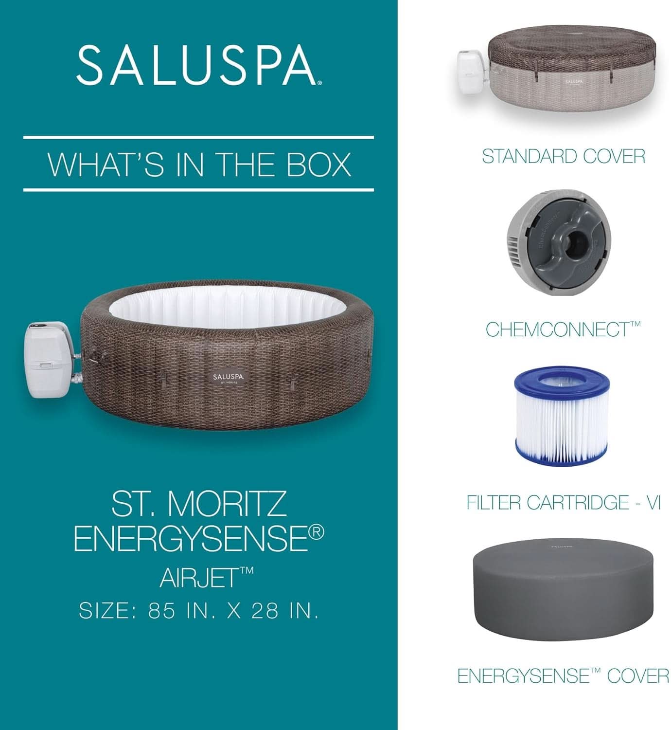 SaluSpa St Moritz Inflatable Hot Tub 7 Person 180 Jets