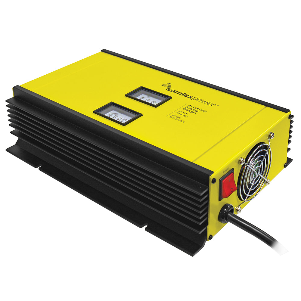 Samlex 40A Battery Charger - 24V - 2-Bank - 3-Stage w/Dip Switch &amp; Lugs - Includes