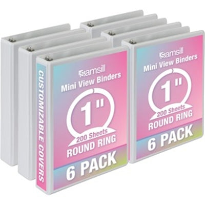 Samsill Economy 1 Inch Mini 3 Ring Binder, 6 Pack
