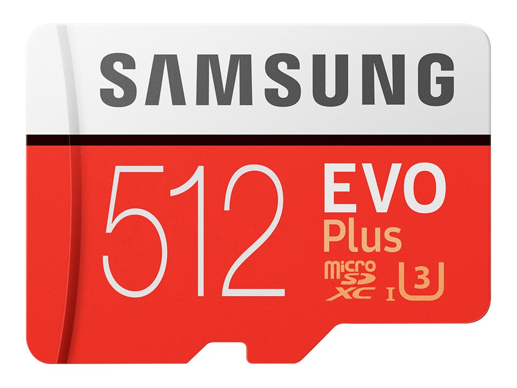 Samsung EVO Plus MB-MC512HA - Flash memory card (microSDXC to SD adapter included) - 512 GB - UHS-I U3 / Class10 -