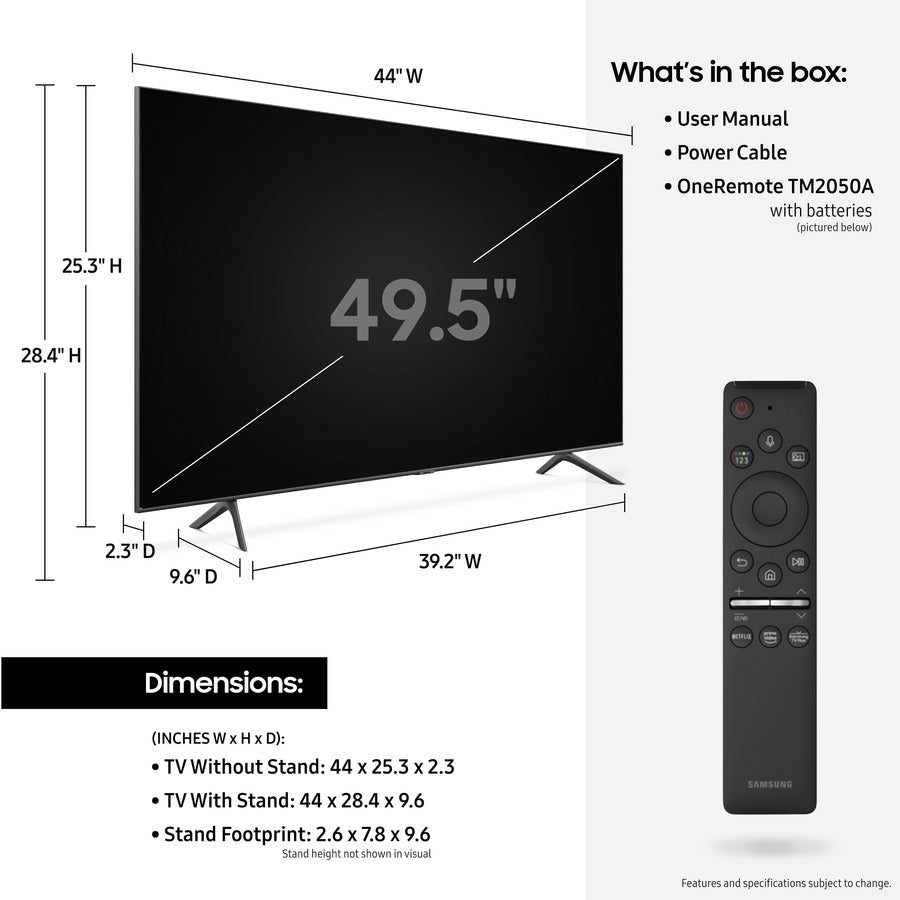 Samsung Q60T Qn50Q60Taf 49.5" Smart Led-Lcd Tv - 4K Uhdtv - Titan Gray