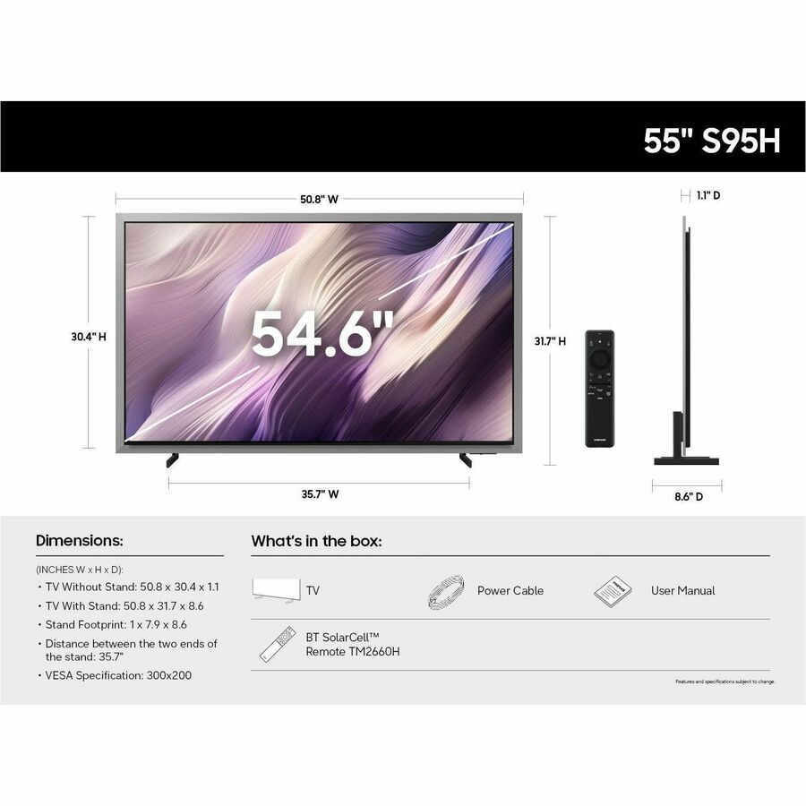 Samsung S95H 55" OLED 4K Smart TV with Vision AI