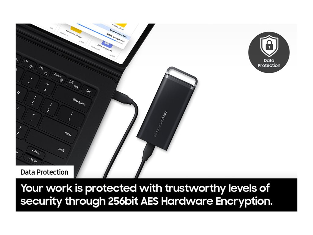 Samsung T5 Evo MU-PH2T0S - SSD - encrypted - 2 TB - external (portable) - USB 3.2 Gen 1 (USB-C connector) - 256-bit AES