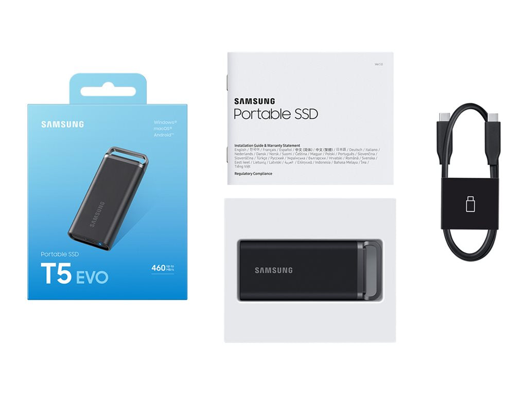 Samsung T5 Evo MU-PH2T0S - SSD - encrypted - 2 TB - external (portable) - USB 3.2 Gen 1 (USB-C connector) - 256-bit AES