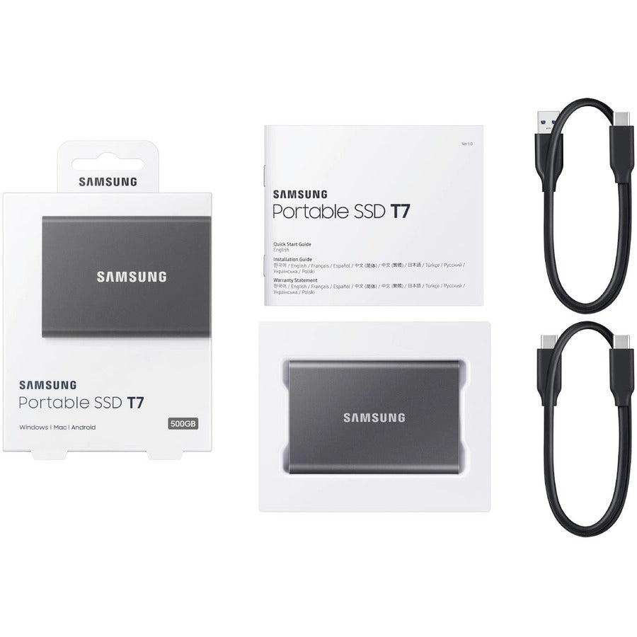 Samsung T7 MU-PC500T/AM 500 GB Portable Solid State Drive - External - PCI Express NVMe - Titan Gray