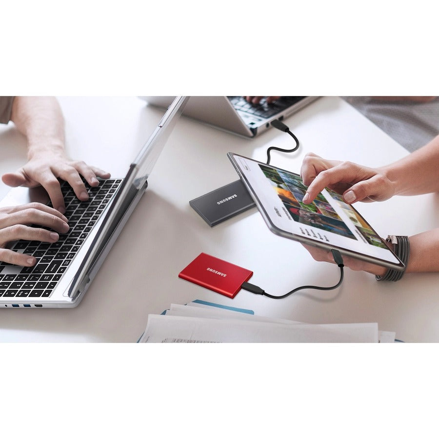 Samsung T7 MU-PC500T/AM 500 GB Portable Solid State Drive - External - PCI Express NVMe - Titan Gray