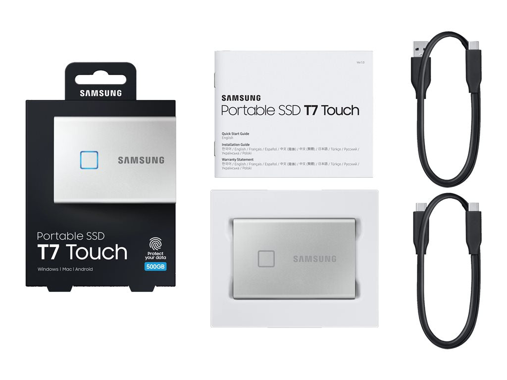 Samsung T7 Touch MU-PC500S - SSD - encrypted - 500 GB - external (portable) - USB 3.2 Gen 2 (USB-C connector) - 256-bit