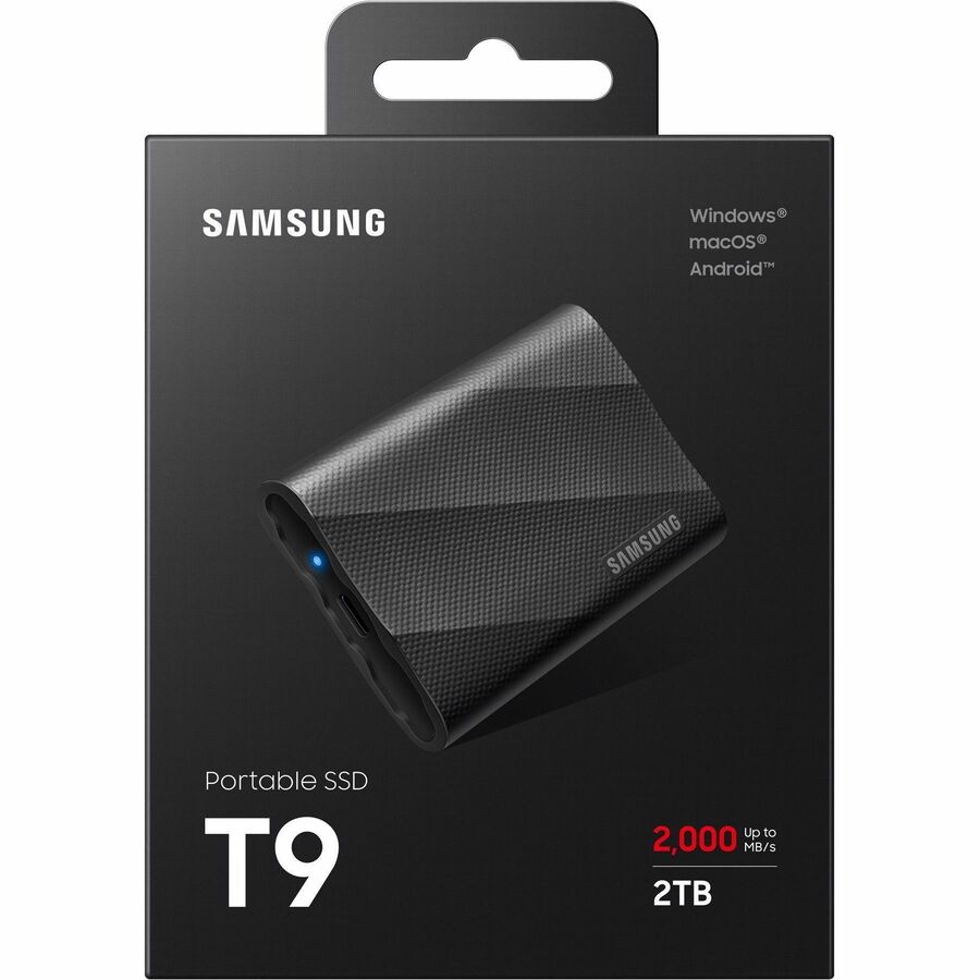 Samsung T9 2 TB Portable Solid State Drive - External - Black - Desktop PC, Notebook,