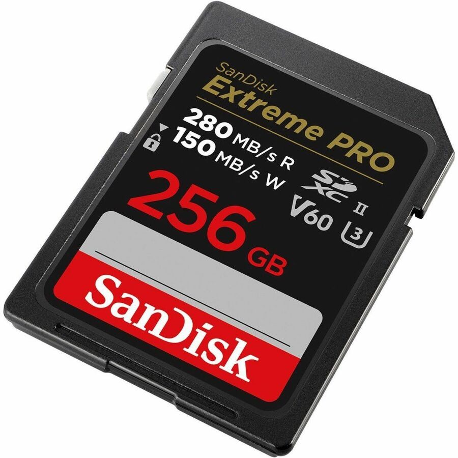 SanDisk Extreme PRO 256 GB Class 10/UHS-II (U3) V60 SDXC - 1 Pack - 280 MB/s Read - 150 MB