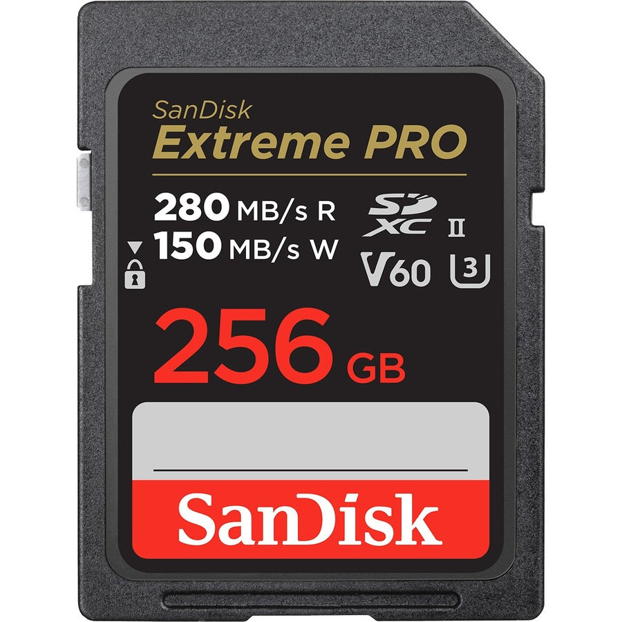 SanDisk Extreme PRO 256 GB UHS-II V60 SDXC - 280 MB/s Read - 150 MB/s Write