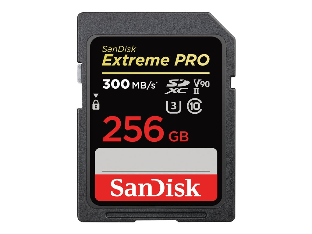 SanDisk Extreme Pro - Flash memory card - 256 GB - Video Class V90 / UHS-II U3 / Class10 - 1733x/2000x - SDXC UHS-II SDSDXDK-256G-ANCIN