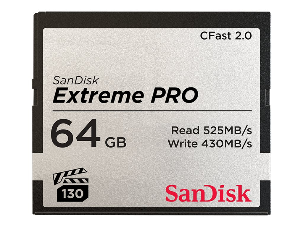 SanDisk Extreme Pro - Flash memory card - 64 GB - 1600x/3500x - CFast 2.0 SDCFSP-064G-A46D