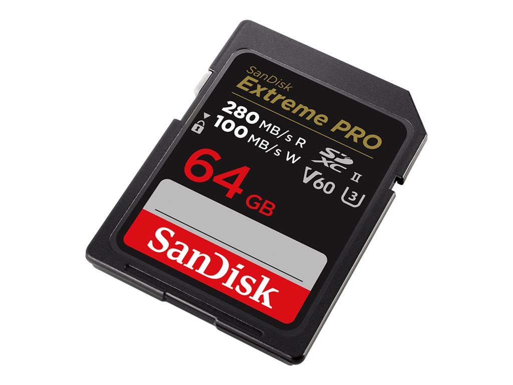 SanDisk Extreme Pro - Flash memory card - 64 GB - Video Class V60 / UHS-II U3 / Class10 - SDXC UHS-II SDSDXEP-064G-GN4IN