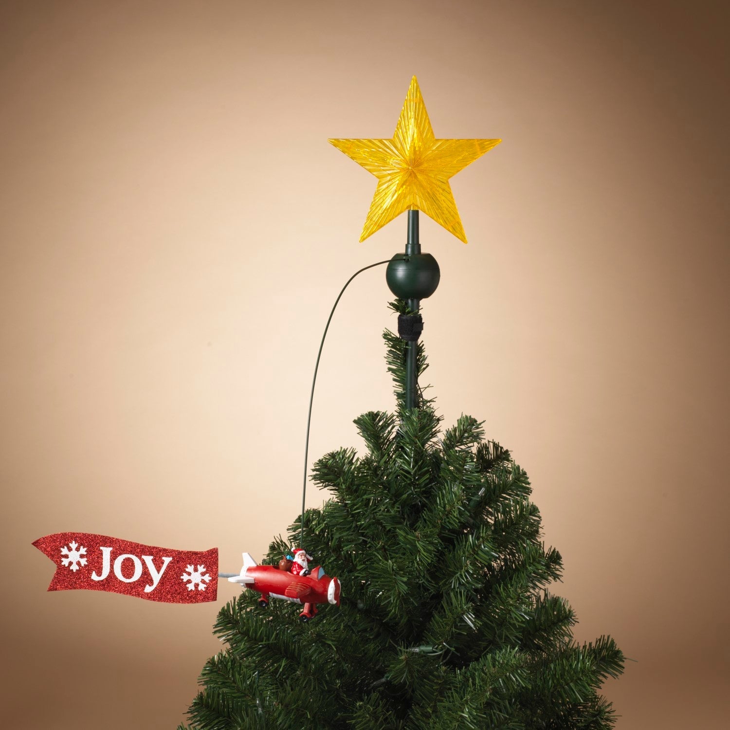 Santa Biplane Lighted Tree Topper - Joy