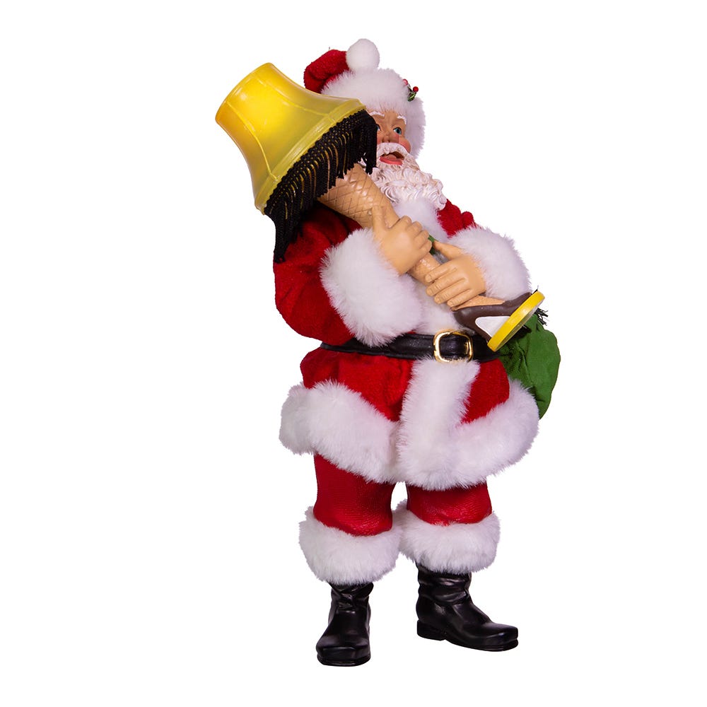 Santa Gifting a Leg Lamp Figurine - 10 Inch