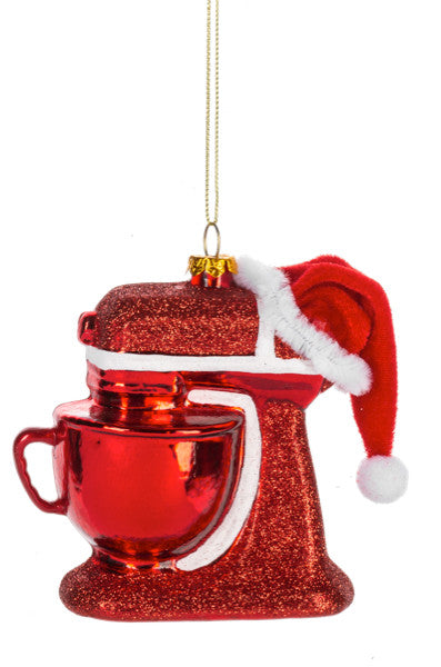 Santa Mixer Glass Ornament